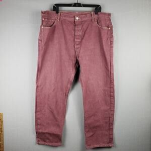 Levi's Men's Size 46 501 Cropped Jeans Dusty Brick Red Button Fly Original Fit